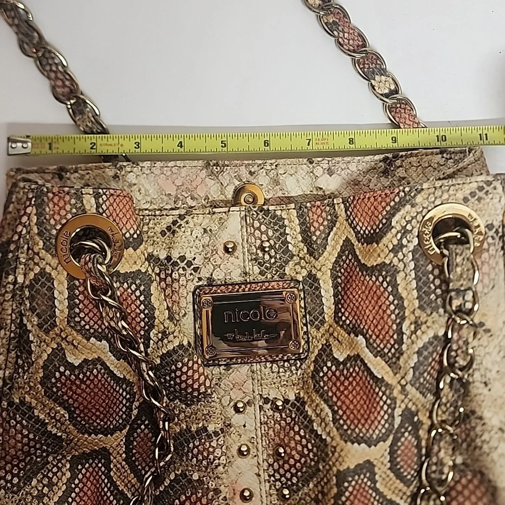 Nicole Miller Multicolor Gold Hardware Snake Print Shoulder Bag
